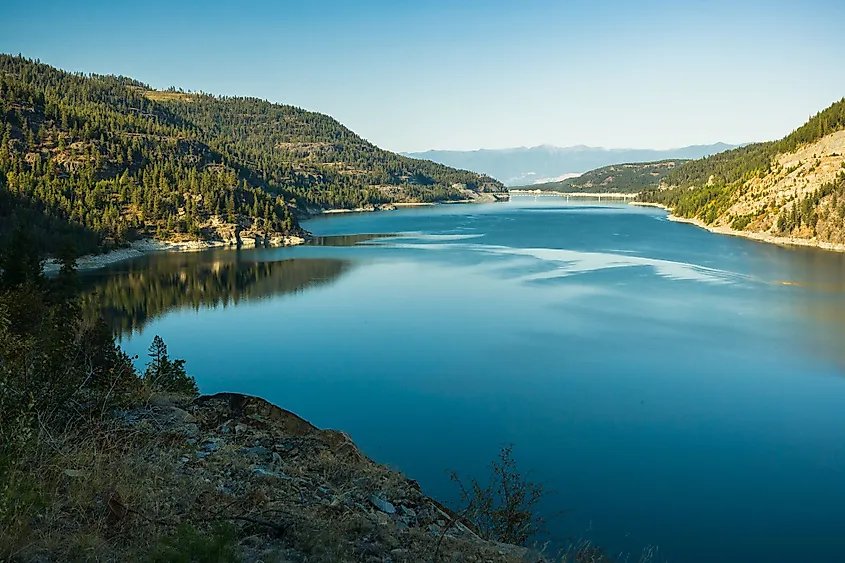 Lake Koocanusa and its bridge in northwestern Montana