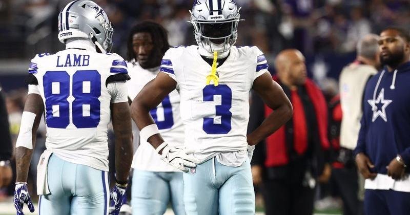 Dec 14, 2025; Arlington, Texas, USA; Dallas Cowboys wide receiver George Pickens (3) warms up before a game against the Minnesota Vikings at AT&T Stadium. Mandatory Credit: Kevin Jairaj-Imagn Images | State