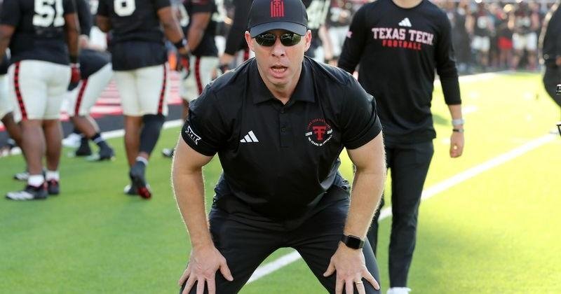 Oct 11, 2025; Lubbock, Texas, USA; Texas Tech Red Raiders defensive coordinator Shiel Wood before the game against the Kansas Jayhawks at Jones AT&T Stadium. Mandatory Credit: Michael C. Johnson-Imagn Images | State