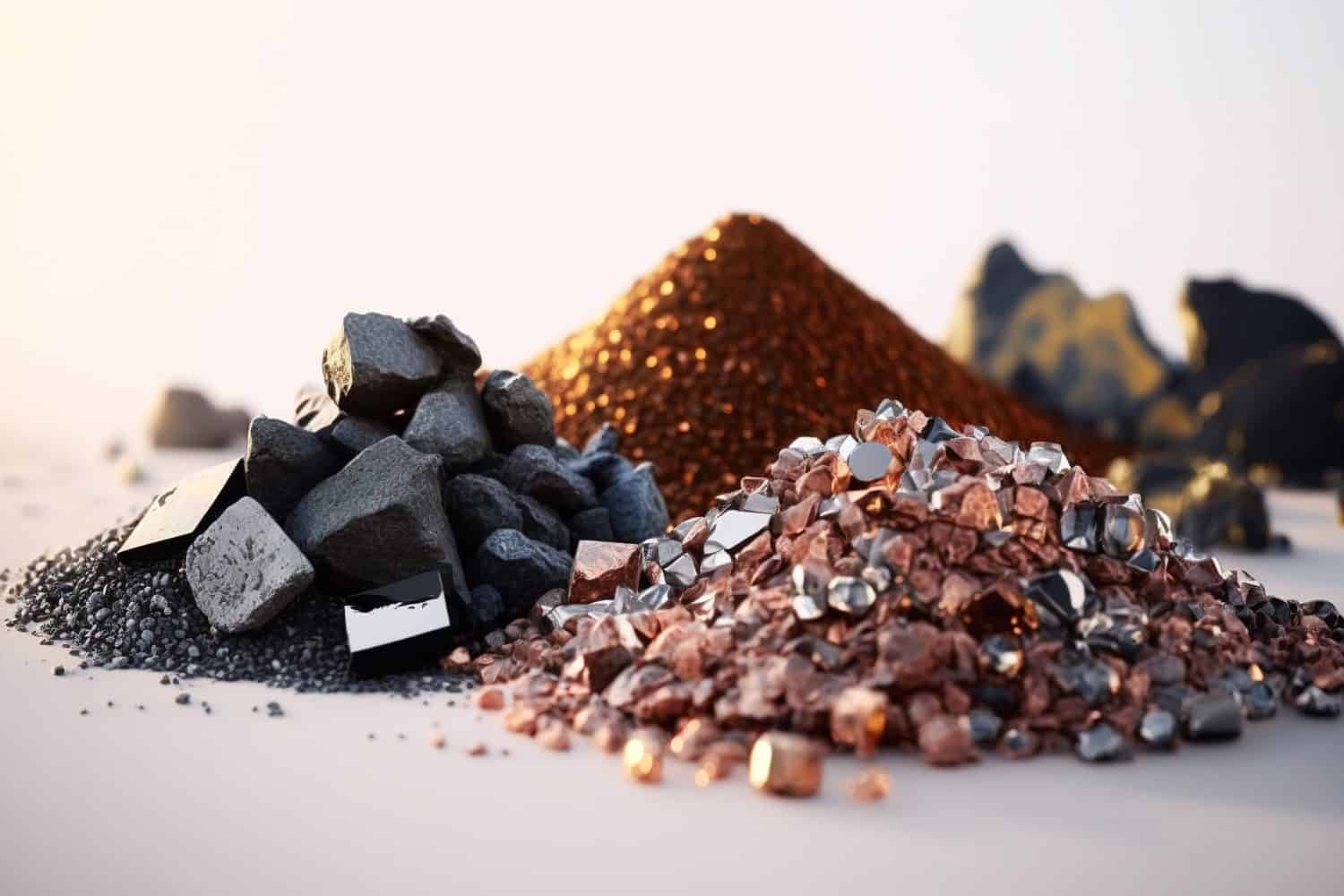 Small pile of minerals extracted in a rare earth mine
