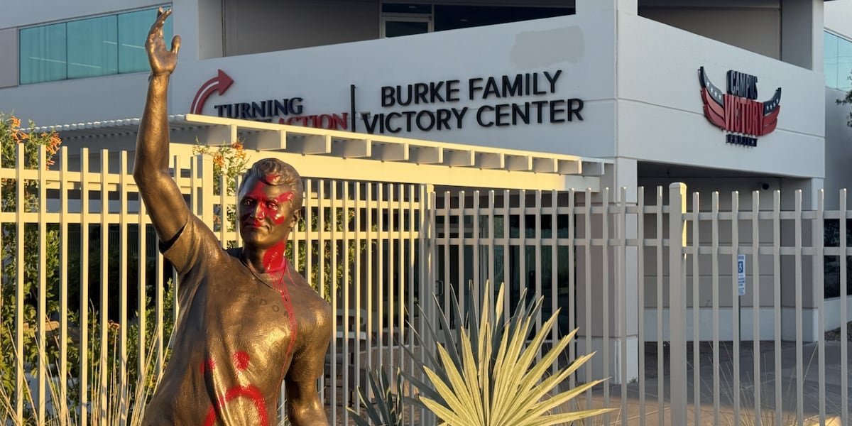 Newly unveiled Charlie Kirk statue vandalized at Turning Point USA headquarters