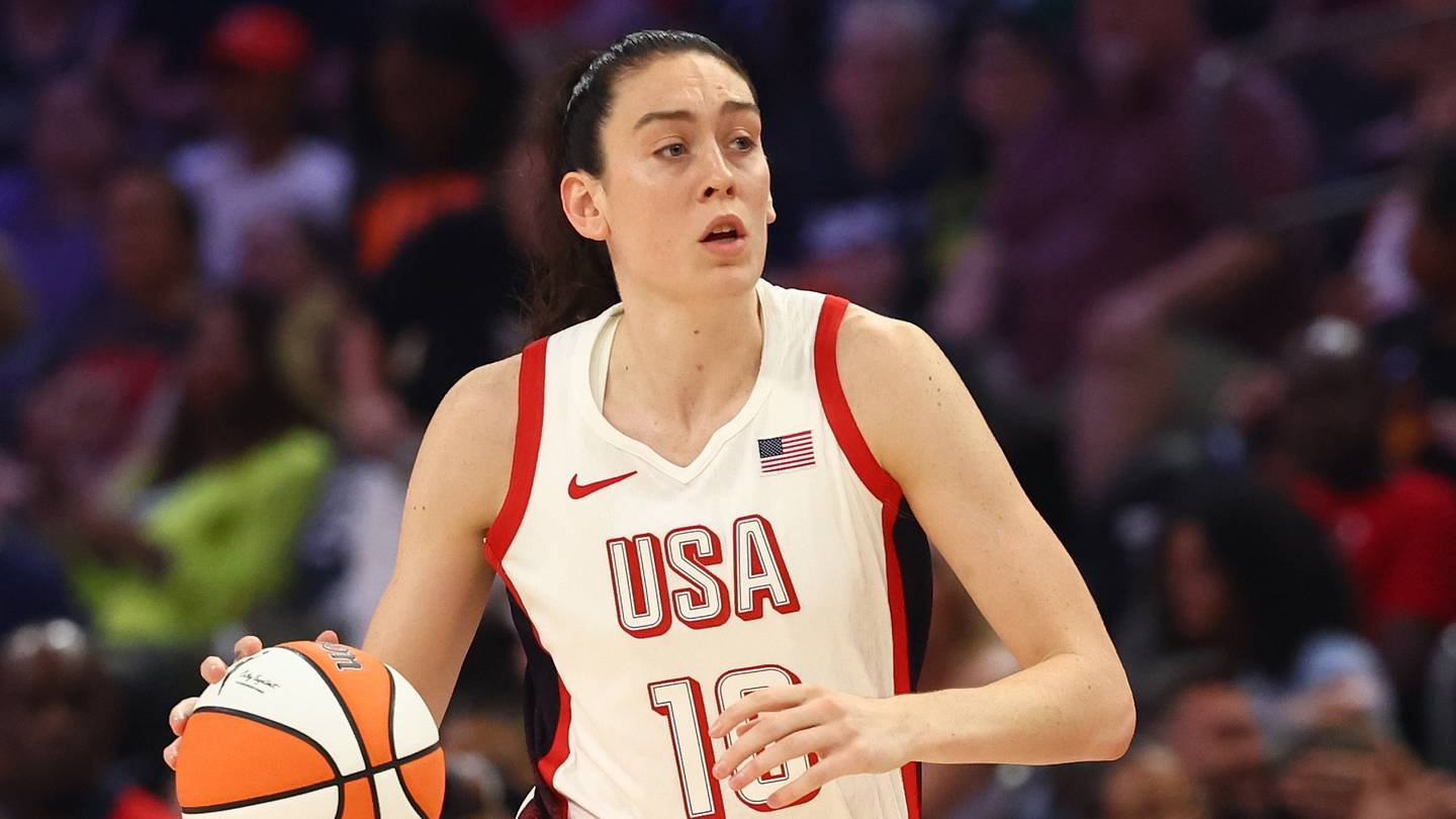 Jul 20, 2024; Phoenix, AZ, USA; USA Women's National Team forward Breanna Stewart (10) during the WNBA All Star game at Footprint Center. Mandatory Credit: Mark J. Rebilas-USA TODAY Sports