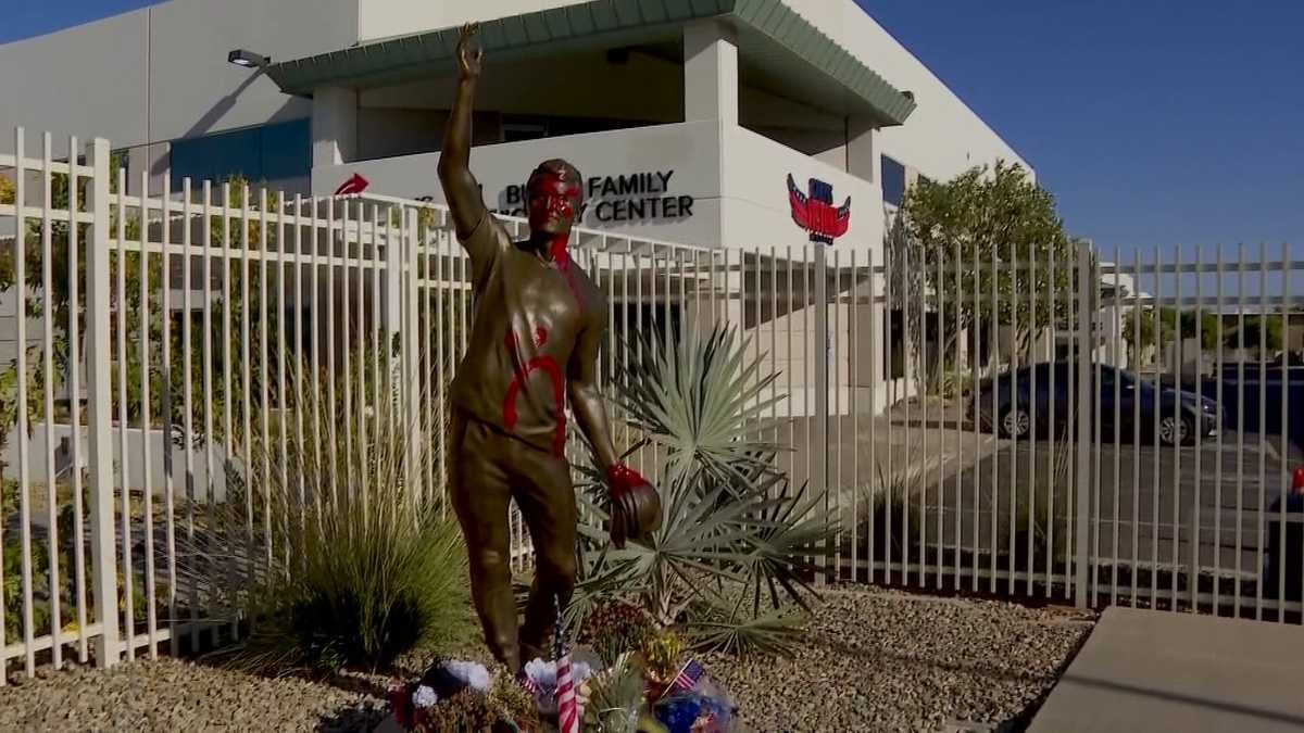 Charlie Kirk statue vandalized at Turning Point USA headquarters