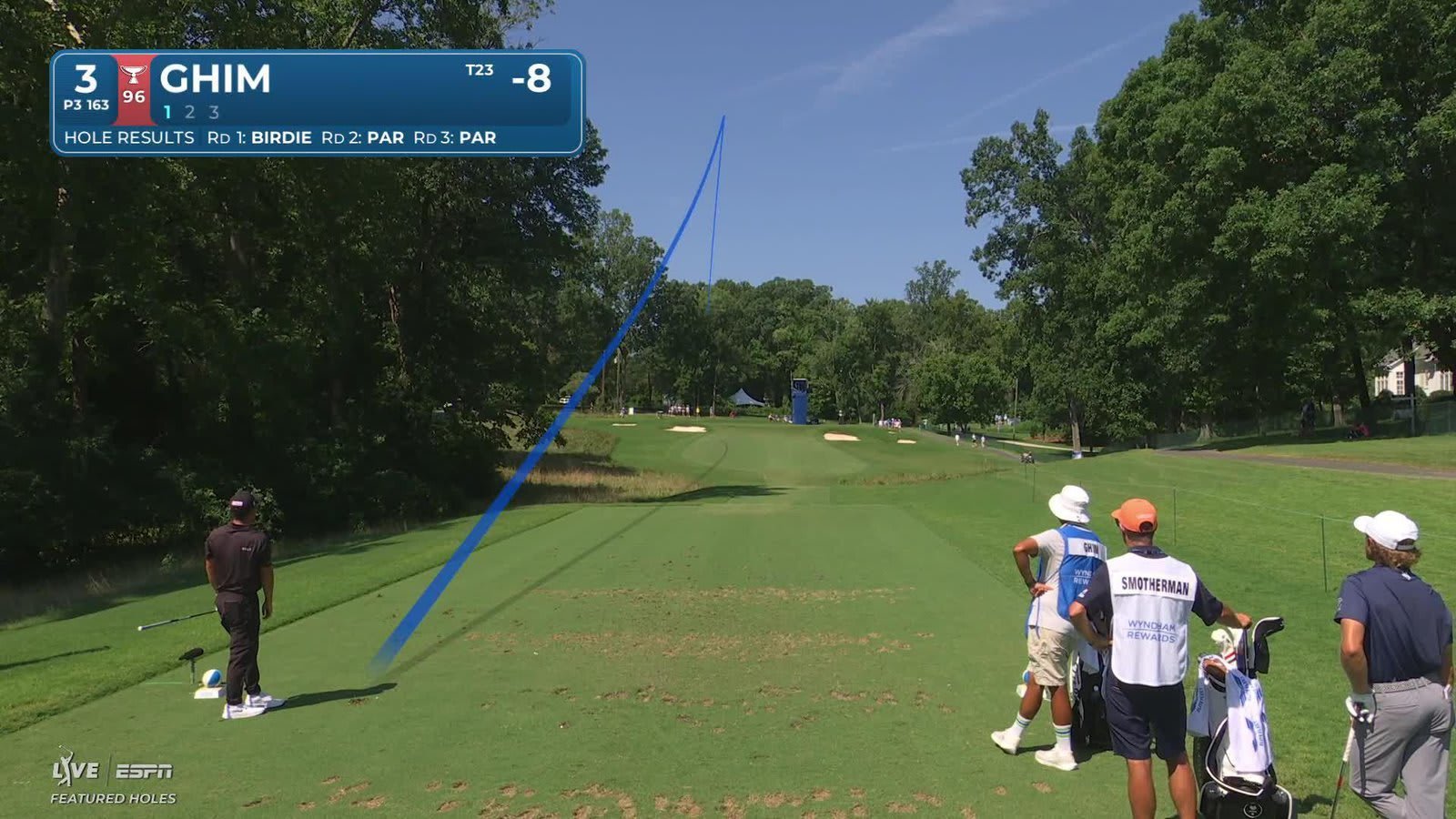Doug Ghim hits tee shot to 13 feet, sets up birdie on No. 3 at Wyndham