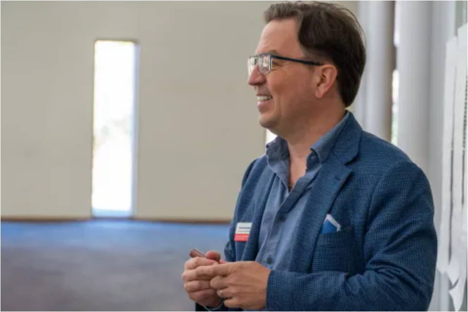 Dr. Scott Samuelson leading a "What Do We Stand For?: The Declaration of Independence on Its 250th Anniversary," lecture. Photo courtesy of Iowa State University Extension and Outreach.