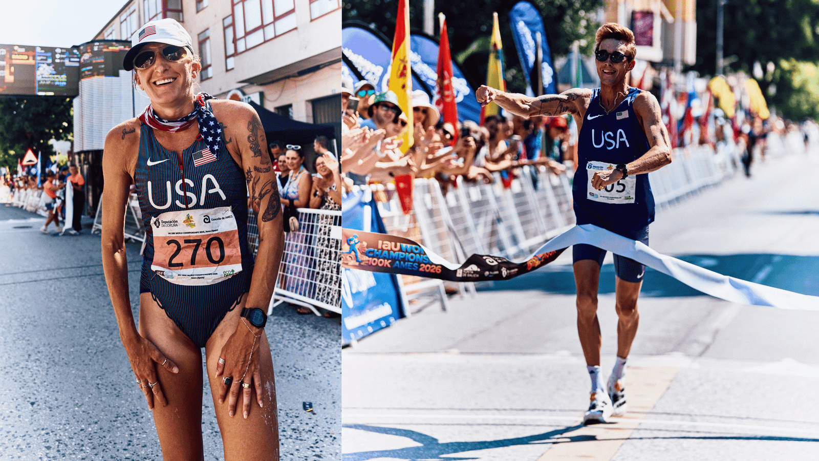 Courtney Olsen and Charlie Lawrence win the 2026 100K world champs