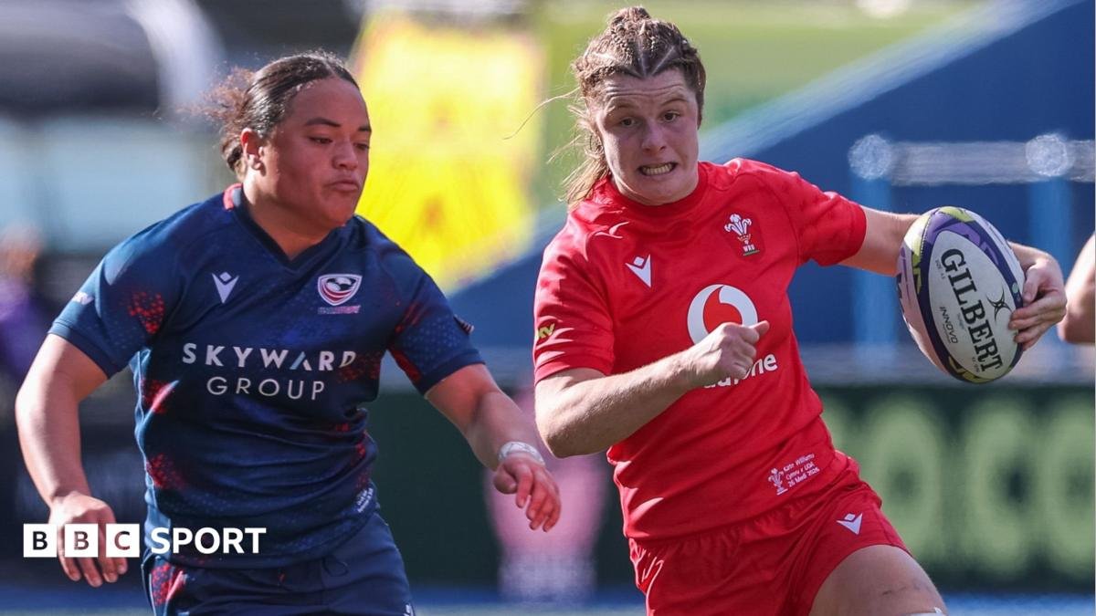 Wales co-captain Kate Williams carries the ball against USA