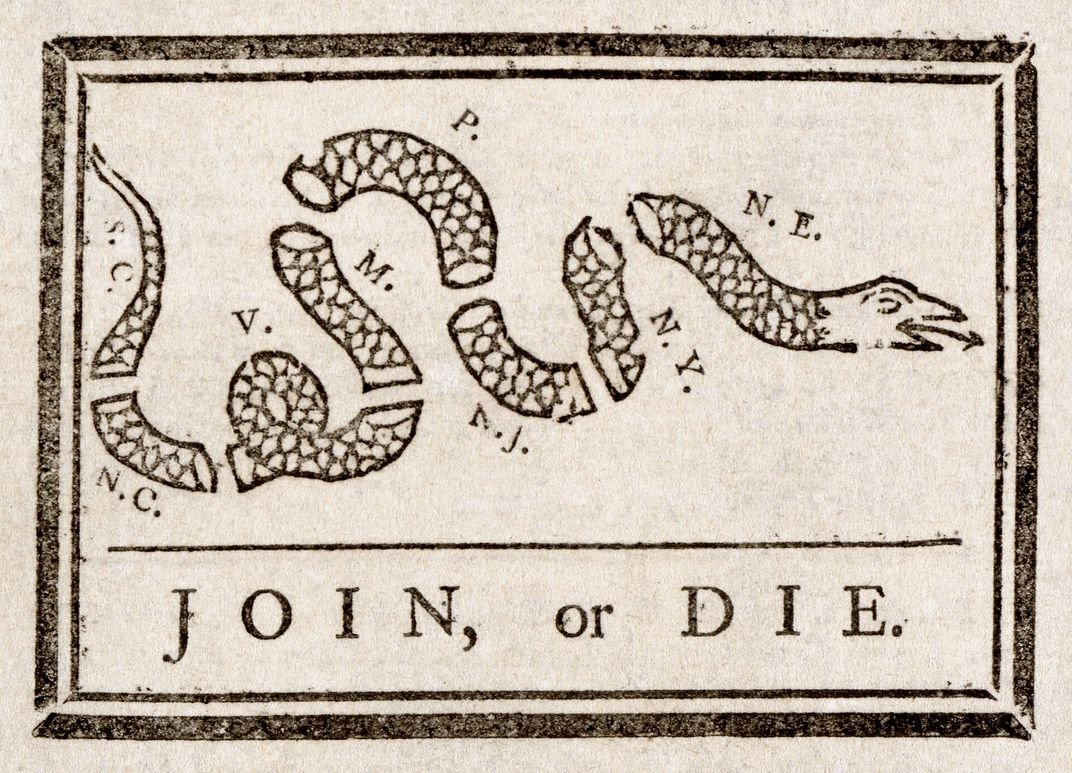 Benjamin Franklin's "Join, or Die" political cartoon