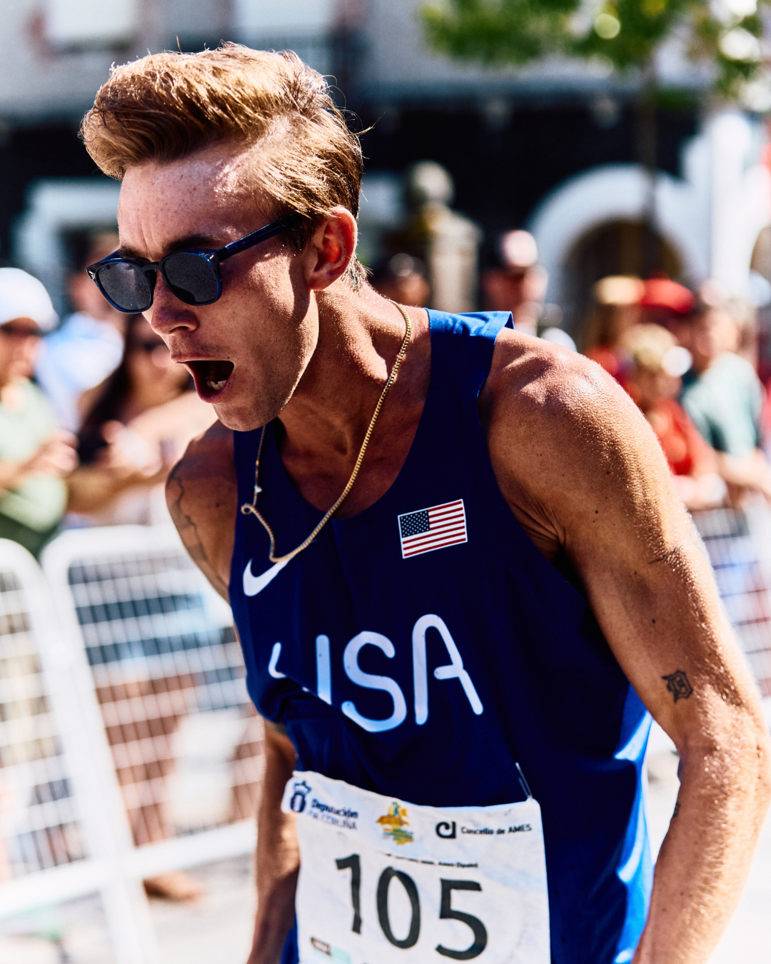 Charlie Lawrence celebrates his 2026 IAU 100K world championship.