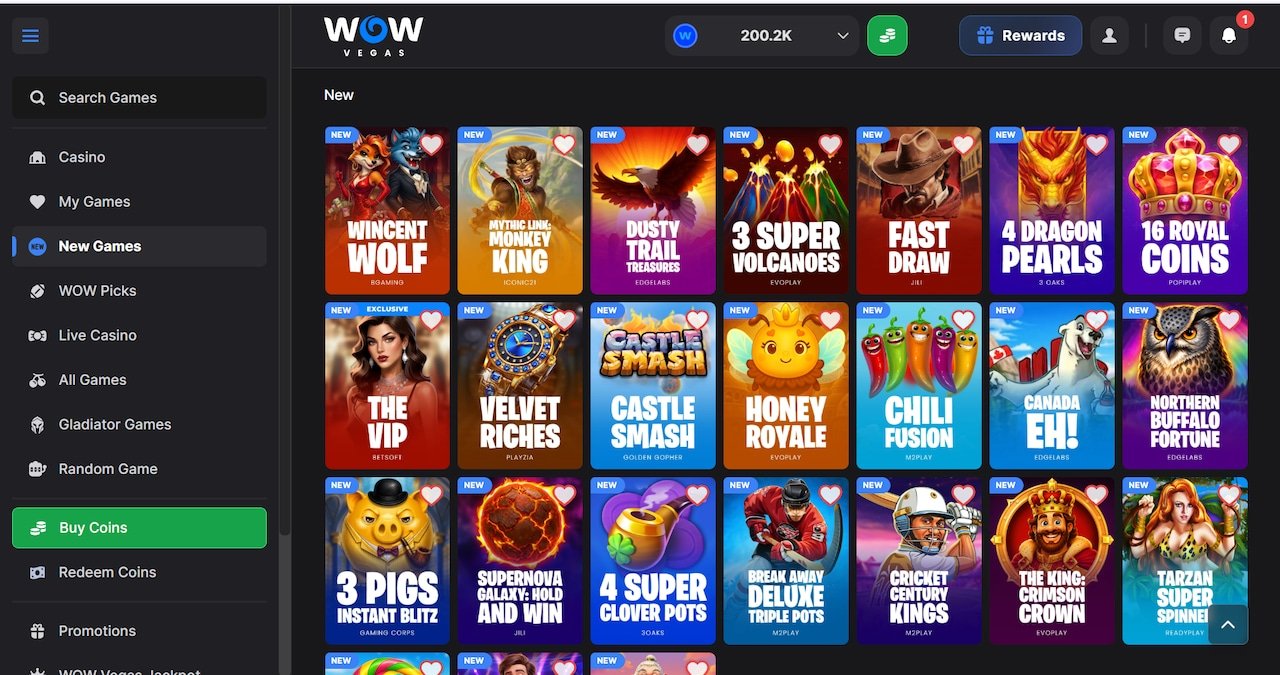 Wow Vegas Casino top new social games