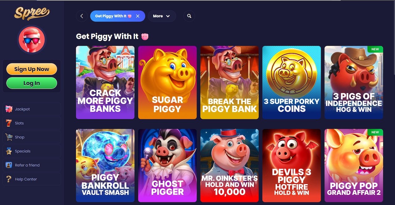 Spree Casino pig-themed slot games