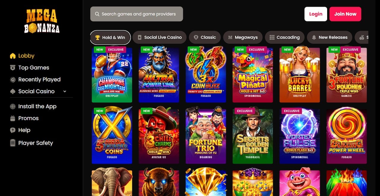 Mega Bonanza selection of hold-and win slots