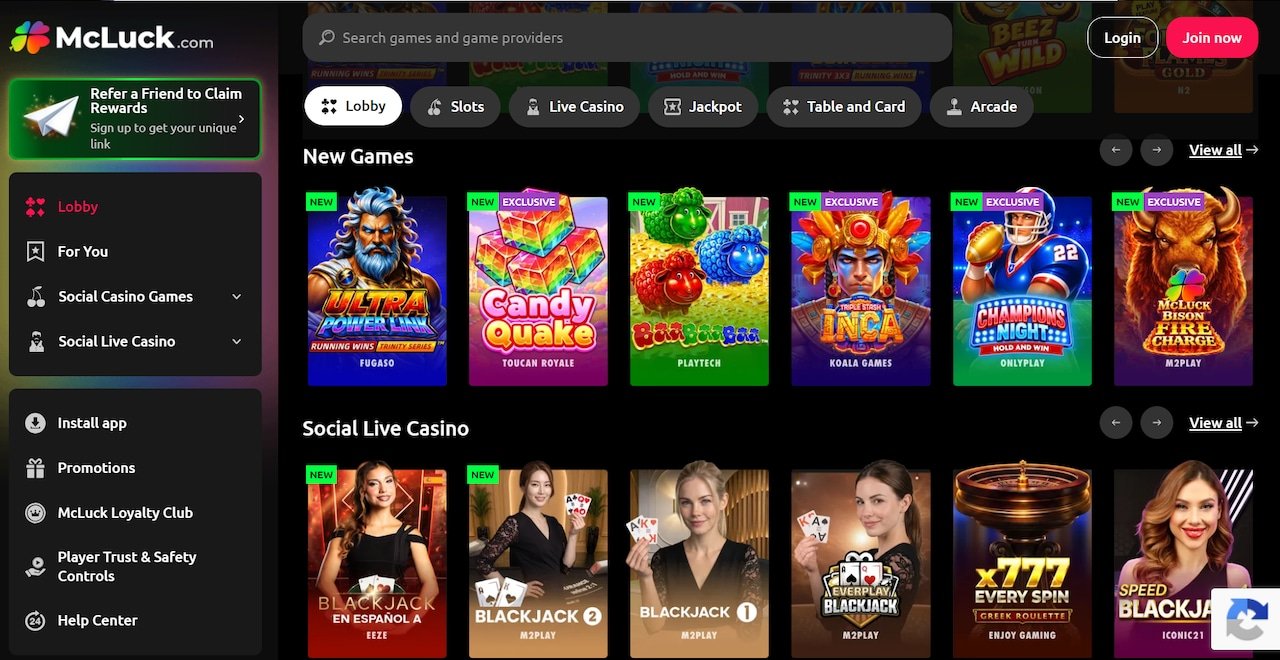 McLuck Casino slate of new social slot games