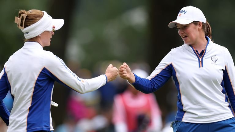 Charley Hull and Lottie Woad won 0.5 points from their two matches together on the opening day 