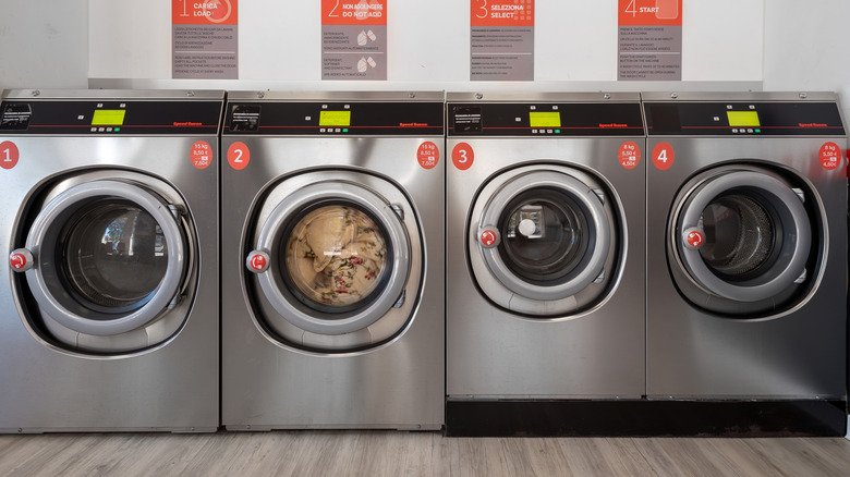 Speed Queen washing machines side by side at a laundromat