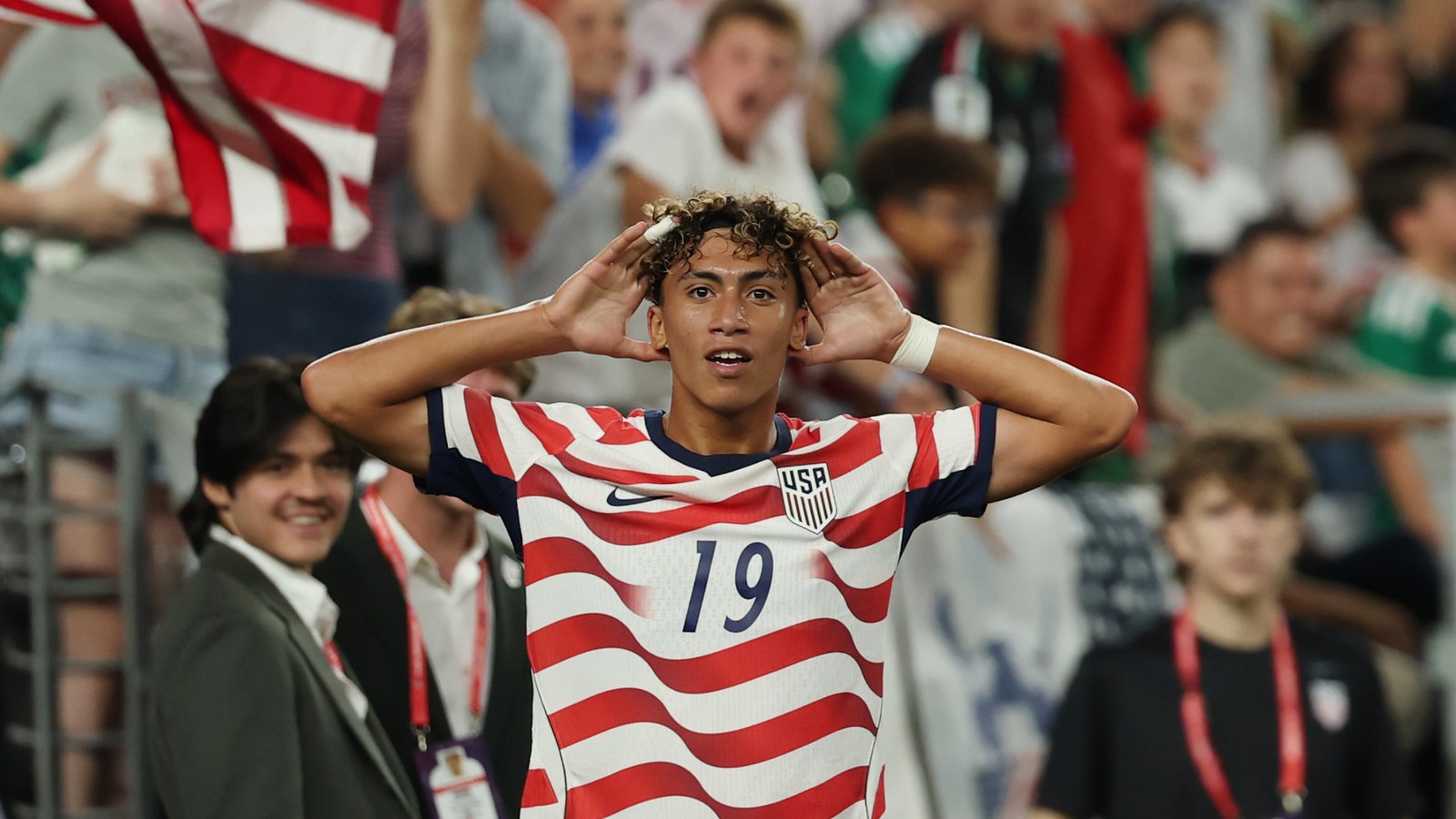 Julian Hall of United States celebrating.